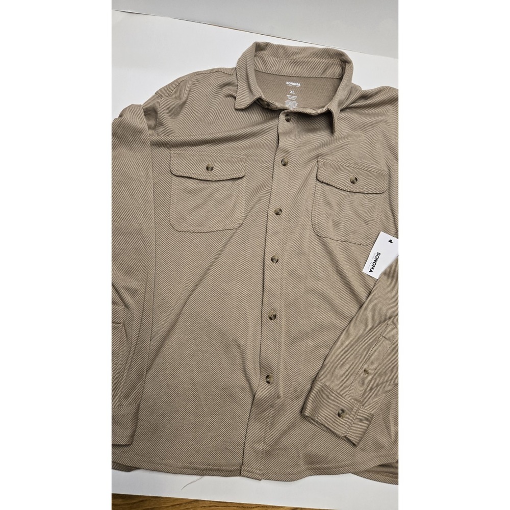 NEW Sonoma Goods for Life Men’s Shirt Jacket XL Tan Brown Knit Flannel NWT